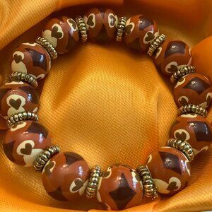 NWOT Angela Moore hand painted brown cream Bracelet $65